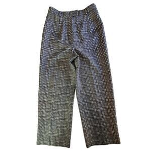 Talbots Herringbone Black & White Wool High Waist Straight Leg Pants Size 8 2530